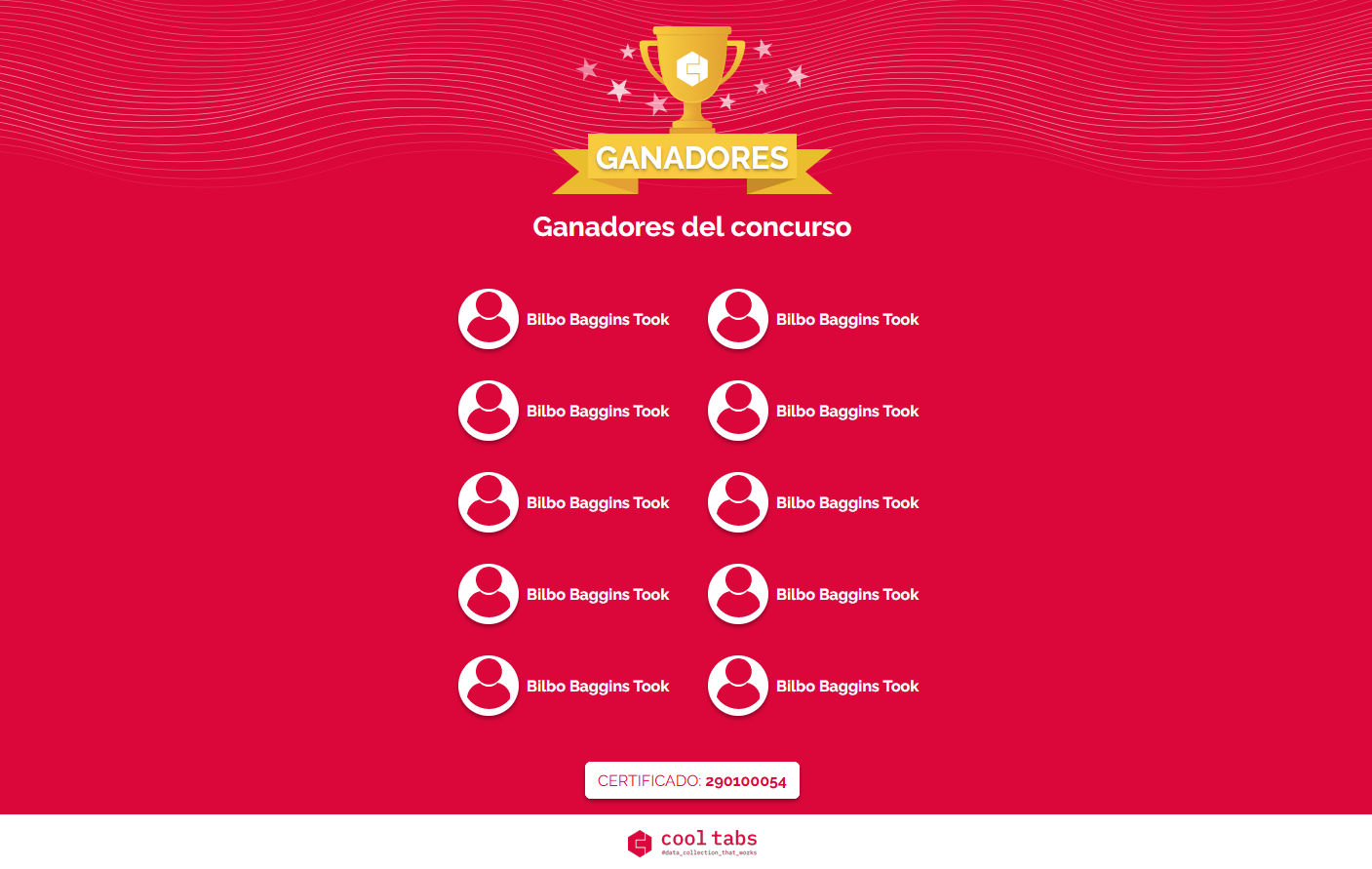 Personalización página de ganadores